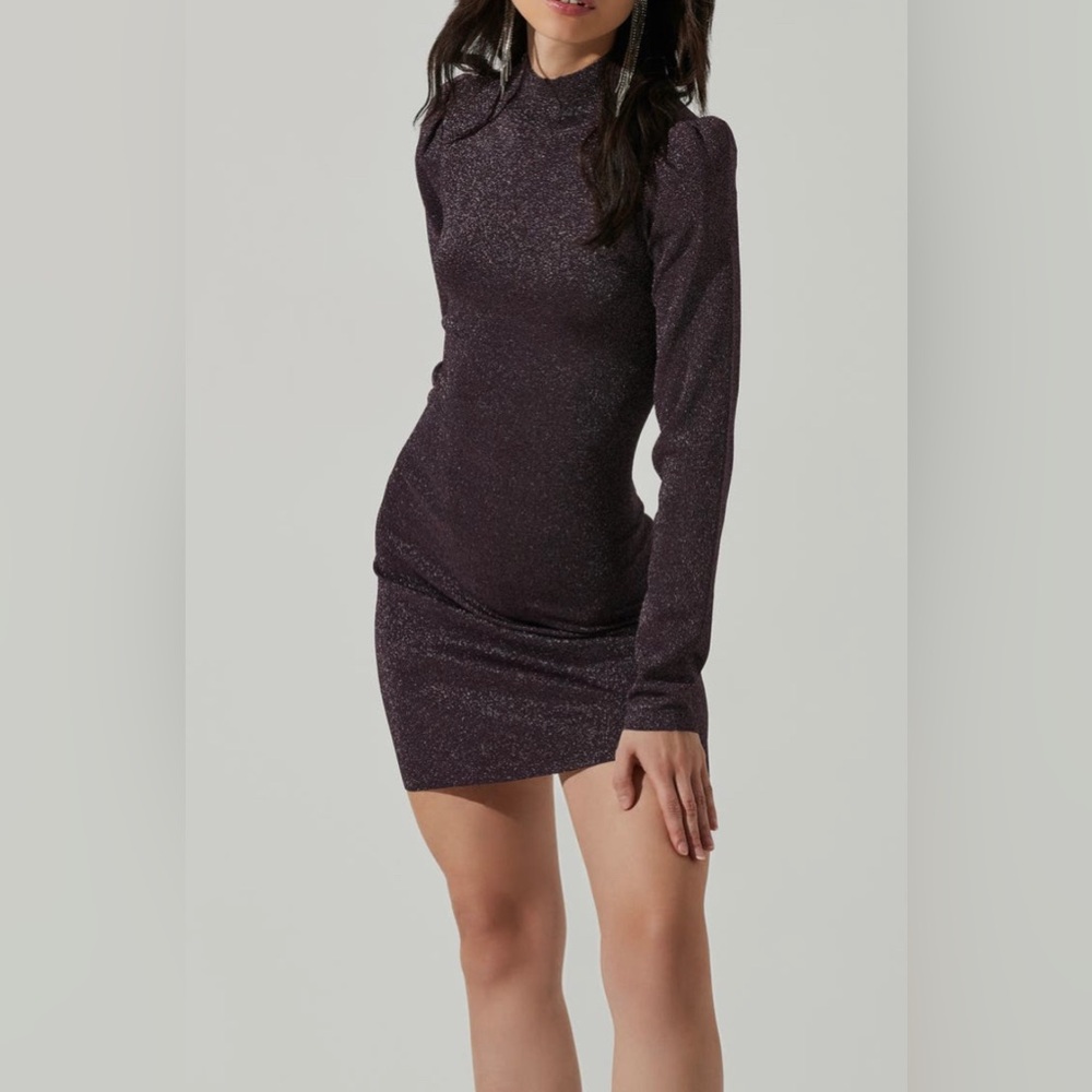 ASTR The Label Tillie Long-Sleeve Sparkle Mini Dress XS